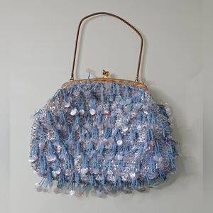 Chic Blue Sequin Clutch